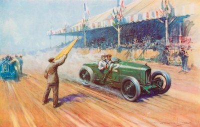 Sir Henry Segrave scoring the first British victory in a Grand Prix with the two-litre Sunbeam on the Tours circuit by Frederick Gordon (after) Crosby