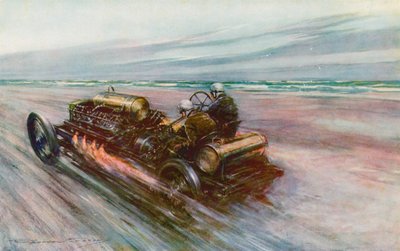 The famous "200" Darracq with which Sir Algernon Guinness achieved 120 mph in 1908 by Frederick Gordon (after) Crosby