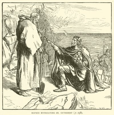 Egfrid Entreating St Cuthbert (engraving) by Frederick Henry Townsend