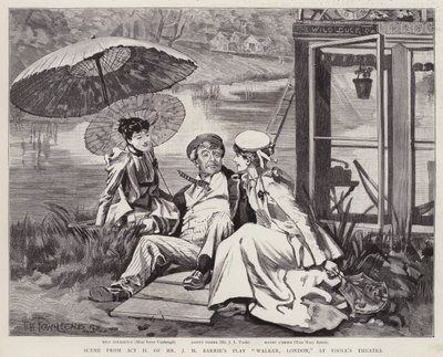 English actors Irene Vanbrugh, John Lawrence Toole and Mary Ansell in a production of J M Barrie