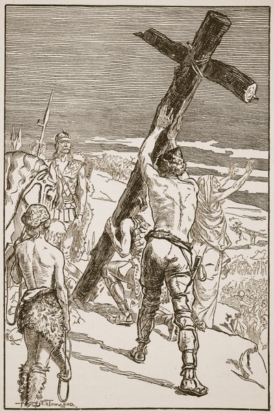 Oswald erecting the Cross, illustration from 