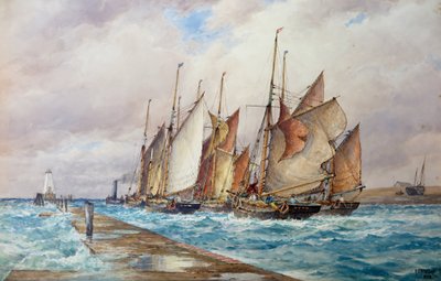 Rye Harbour, Sussex: The Departure of the Fishing Fleet by Frederick James Aldridge