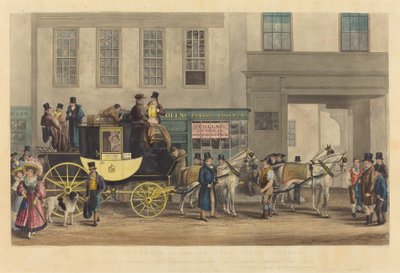 The Blenheim, Leaving the Star Hotel, Oxford by Frederick James Havell after George Havell