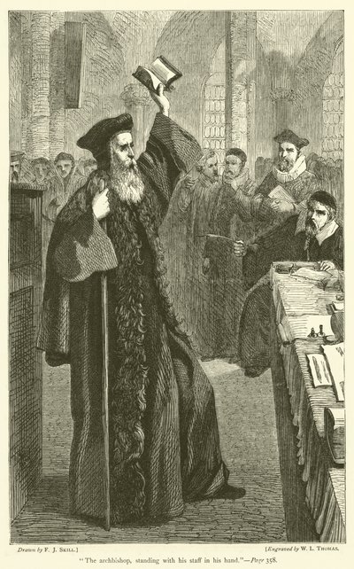 The archbishop, standing with his staff in his hand by Frederick John Skill