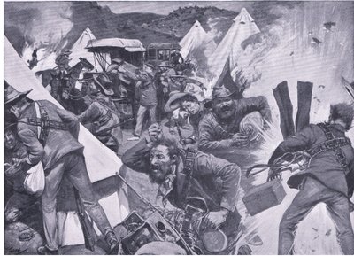 Boers Looting the British Camp at Nooitgedacht Under Artillery Fire, from After Pretoria: The Guerilla War by Frederick Judd Waugh
