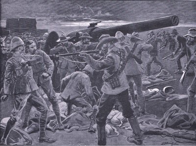 The Attack on Gun Hill: The Gunners of the Naval 47 Surprised, from After Pretoria: The Guerilla War by Frederick Judd Waugh