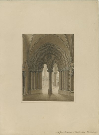 Interior of Lichfield Cathedral - Chapter House Doorway by Frederick Mackenzie