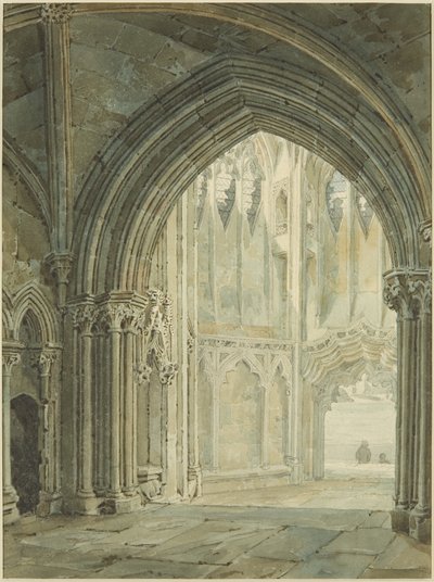 Interior of North Porch of St Mary Redcliffe by Frederick Mackenzie