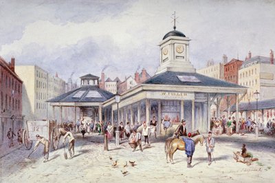 View of Newgate Market in Paternoster Square, City of London by Frederick Napoleon Shepherd