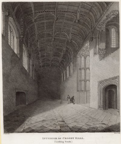 Interior of Crosby Hall, looking south by Frederick Nash