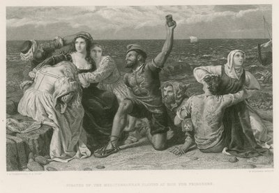 Pirates of the Mediterranean playing at dice for prisoners by Frederick Richard Pickersgill