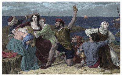 Pirates of the Mediterranean Sea Play Prisoners at the Illustration by Frederick Richard Pickersgill, 1869 by Frederick Richard Pickersgill