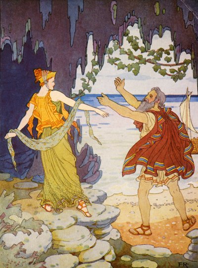 Calypso Said Goodbye to Him on the Seashore by Frederick Richardson