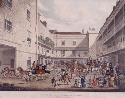 Royal Mail Coaches at Lad Lane, London, 1831 by Frederick Rosenberg