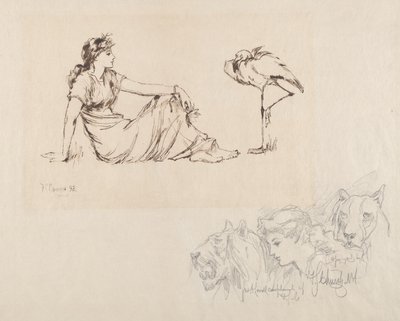 Woman and a Crane (Vigilance?) by Frederick Stuart Church