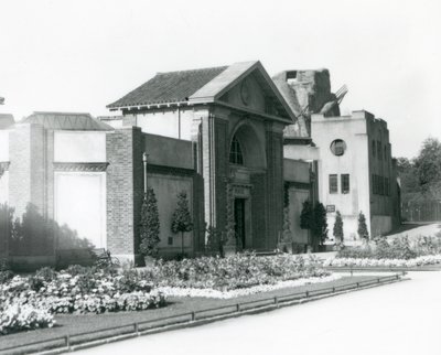 The Reptile House at London Zoo in 1928 with Formal Flower Beds Along the Paths to the Entrance by Frederick William Bond
