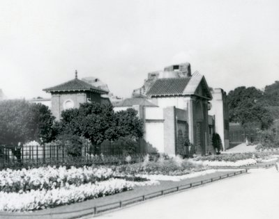 The Reptile House at London Zoo in 1928 with Formal Flower Beds Along the Paths to the Entrance, London Zoo by Frederick William Bond