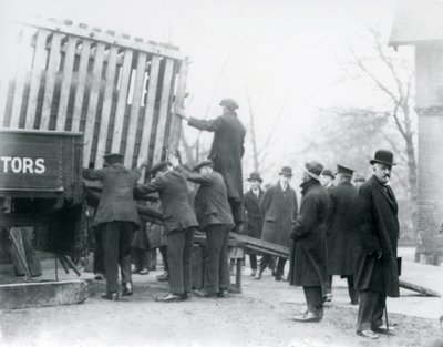 Unloading of the newly arrived Indian Rhinoceros, London Zoo by Frederick William Bond