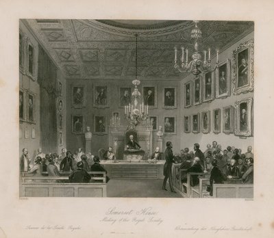 Somerset House, meeting of the Royal Society by Frederick William Fairholt