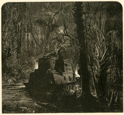 Ascending the Ocklawaha River at Night, 1872 by Frederick William Quartley