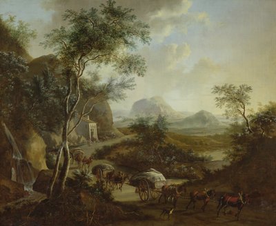 Landscape with a Convoy of Horses and Carts by Frederick de Moucheron