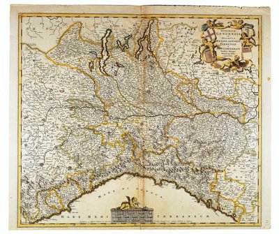 Genoa Republic, Duchy of Milan, Parma and Monferrato, Map by Frederik de Wit, Amsterdam, Copper engraving by Frederick de Wit