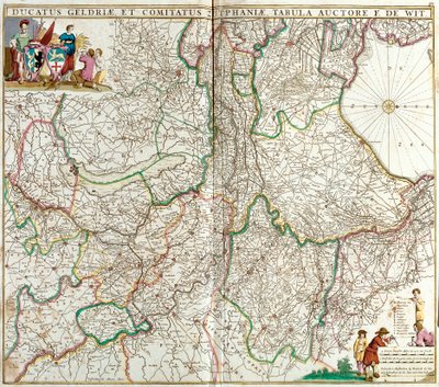 Map of the Duchy of Gelderland and the County of Zutphen (Germany) by Frederick de Wit