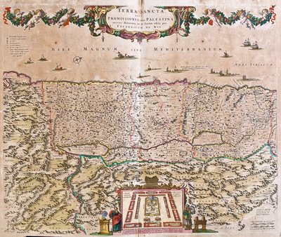 Map of the Holy Land (Israel, Palestine) by Frederick de Wit