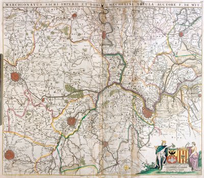 Map of the Marquisates of the Holy Germanic Empire and the Lordship of Mechelen (Netherlands) by Frederick de Wit