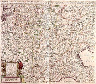 Map of the region of the chain of the Alps, France, Italy, Germany by Frederick de Wit