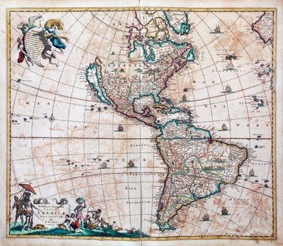 Map of Americas and Pacific, from Novissima et Totius Americae Accurate Descriptio by Frederick de Wit