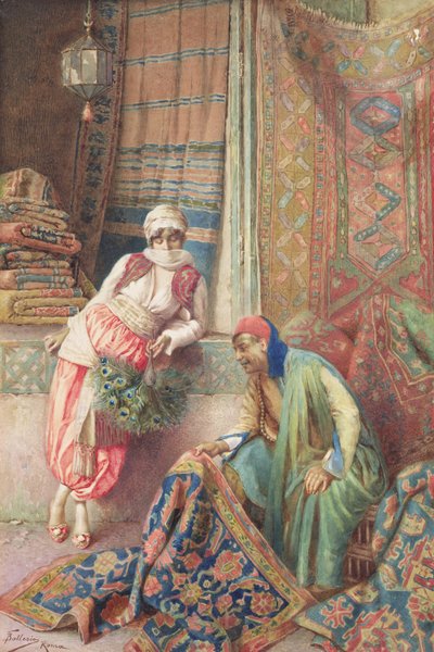 Bargaining with the Carpet Seller, c.1875 by Frederico Ballesio
