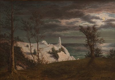 The Summer Spire on the Cliffs of the Island Møn. Moonlight by Frederik Hansen Sodring