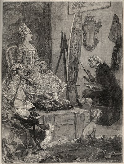 Francois Boucher Painting the Portrait of Madame de Pompadour by Frederik Hendrik (after) Kaemmerer