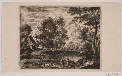 Landscape. In the Foreground Goats and Shepherds by Frederik Laub