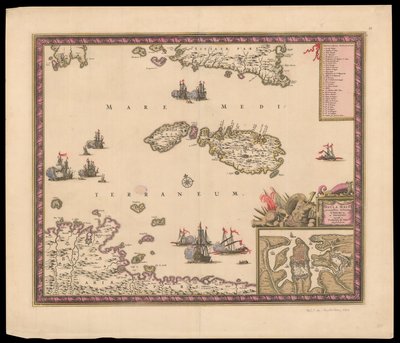 Island of Malta Accurately Delineated with Cities and Fortresses by Frederik de Wit