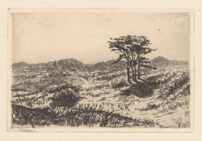 Hilly Landscape with Three Pines by Frederik van Eeden