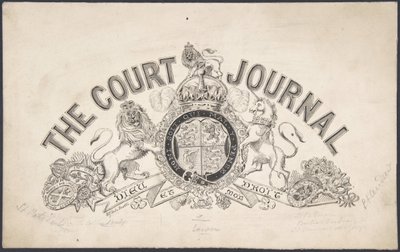 Title page design for The Court Journal, 1830-62 by Freeman Gage Delamotte