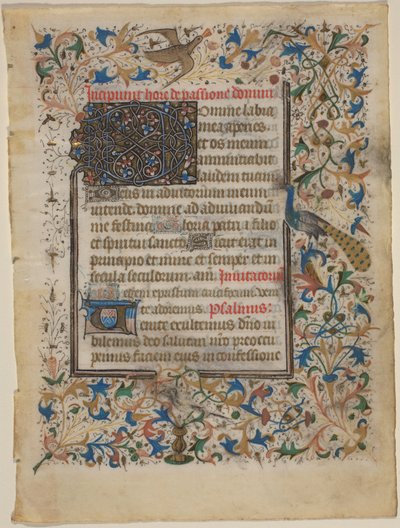 Manuscript Leaf from a Book of Hours (incip. Passionis) by French 14th Century
