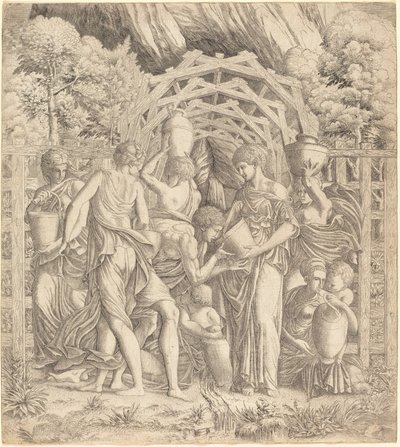 Young Man Drinking Water (Rebecca and Eliezer?) by French 16th Century after Francesco Primaticcio