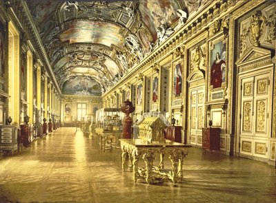 A gallery in the Louvre, Paris by French Photographer