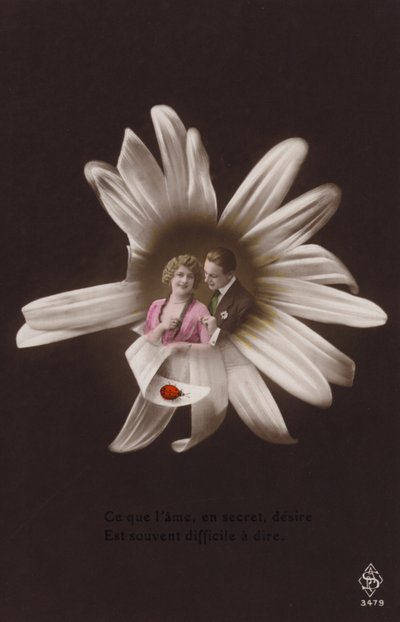 A young couple in the centre of a flower with ladybird by French Photographer