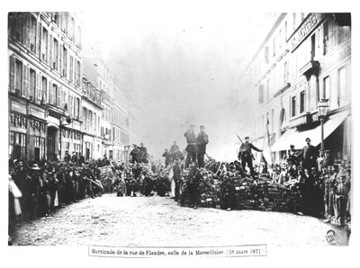 Barricade in the Rue de Flandre, During the Commune of Paris by French Photographer