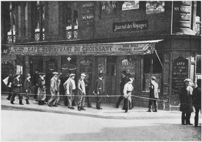 Cafe du Croissant Where Jean Jaures Was Assassinated, Corner Rue du Croissant Rue Montmartre, 1914 by French Photographer