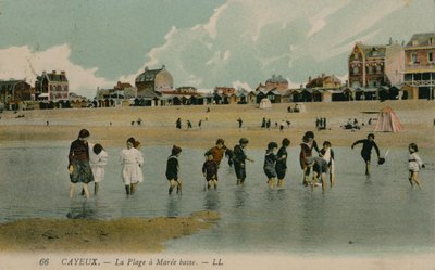 Cayeux, the beach at low tide. Postcard sent 27 July 1913. by French Photographer