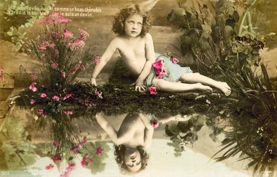 Child, with Reflection in Pool by French Photographer