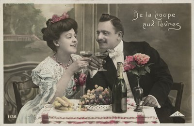 Couple drinking champagne by French Photographer