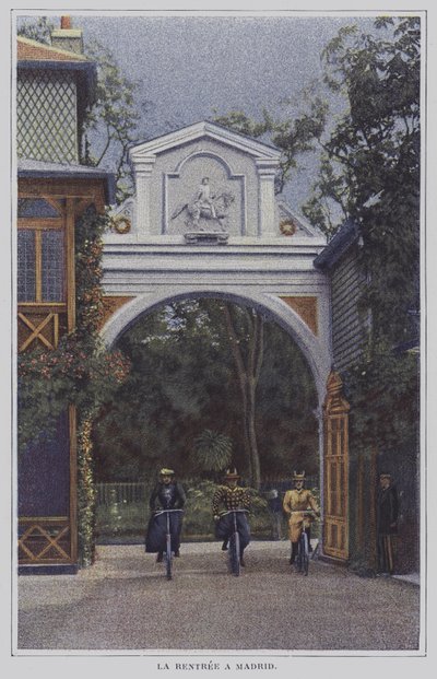 Cyclists Returning to the Chateau de Madrid in the Bois de Boulogne, Paris, After a Ride by French Photographer