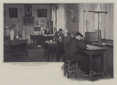 Decorating Workshop at the Sevres Porcelain Factory, France by French Photographer