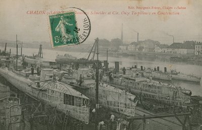 Eleven Torpedo Boats Under Construction by Schneider and Co in Chalon-sur-Saone in Eastern France by French Photographer